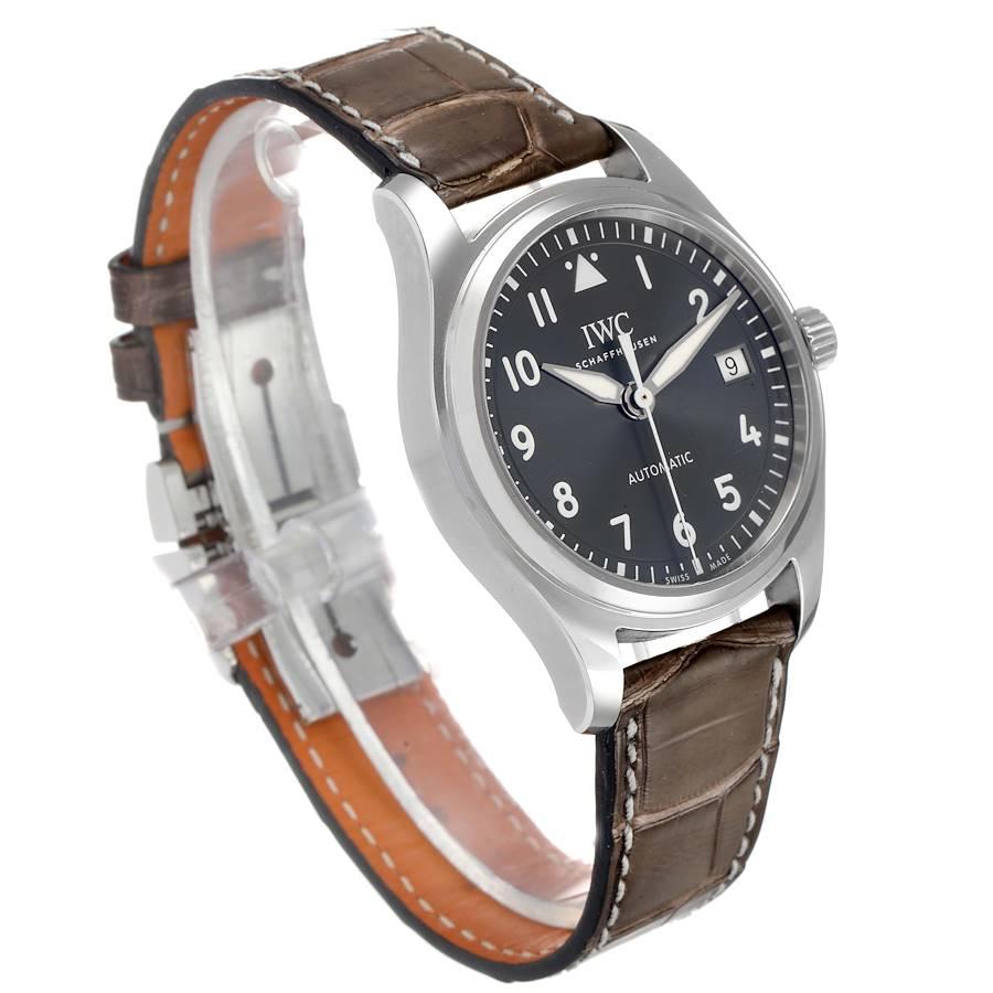 IWC Pilot Schiefer Zifferblatt Braune Unisex-Uhr mit Riemen IW324001 im Zustand „Hervorragend“ im Angebot in Atlanta, GA
