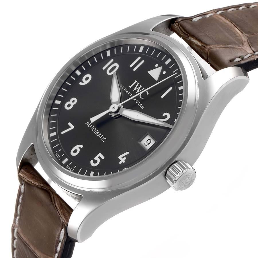 IWC Pilot Schiefer Zifferblatt Braune Unisex-Uhr mit Riemen IW324001 im Angebot 1