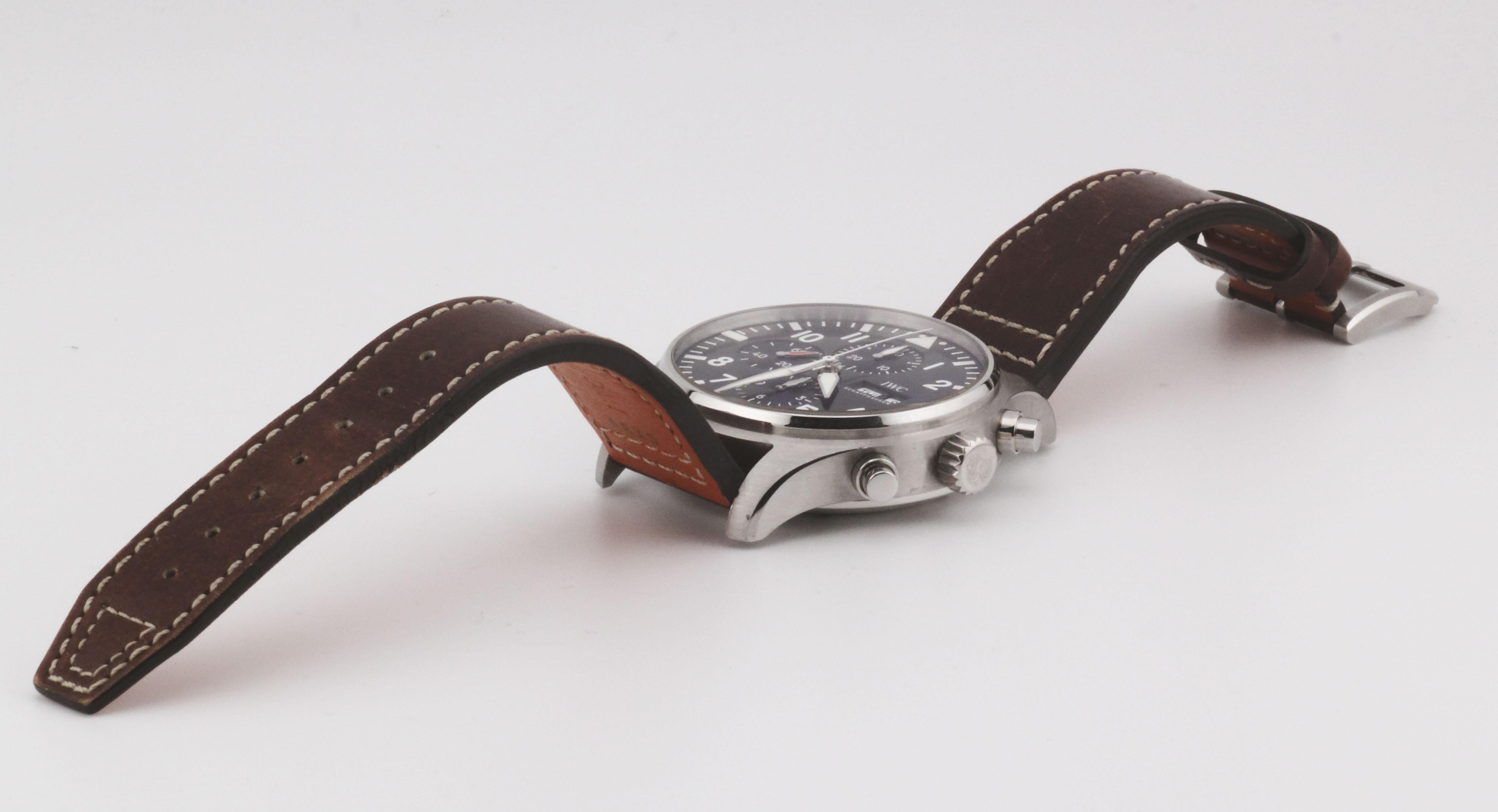 IWC Pilot Steel Chronograph Le Petit Prince Blue Dial 43mm B&P IW377714 Watch 7