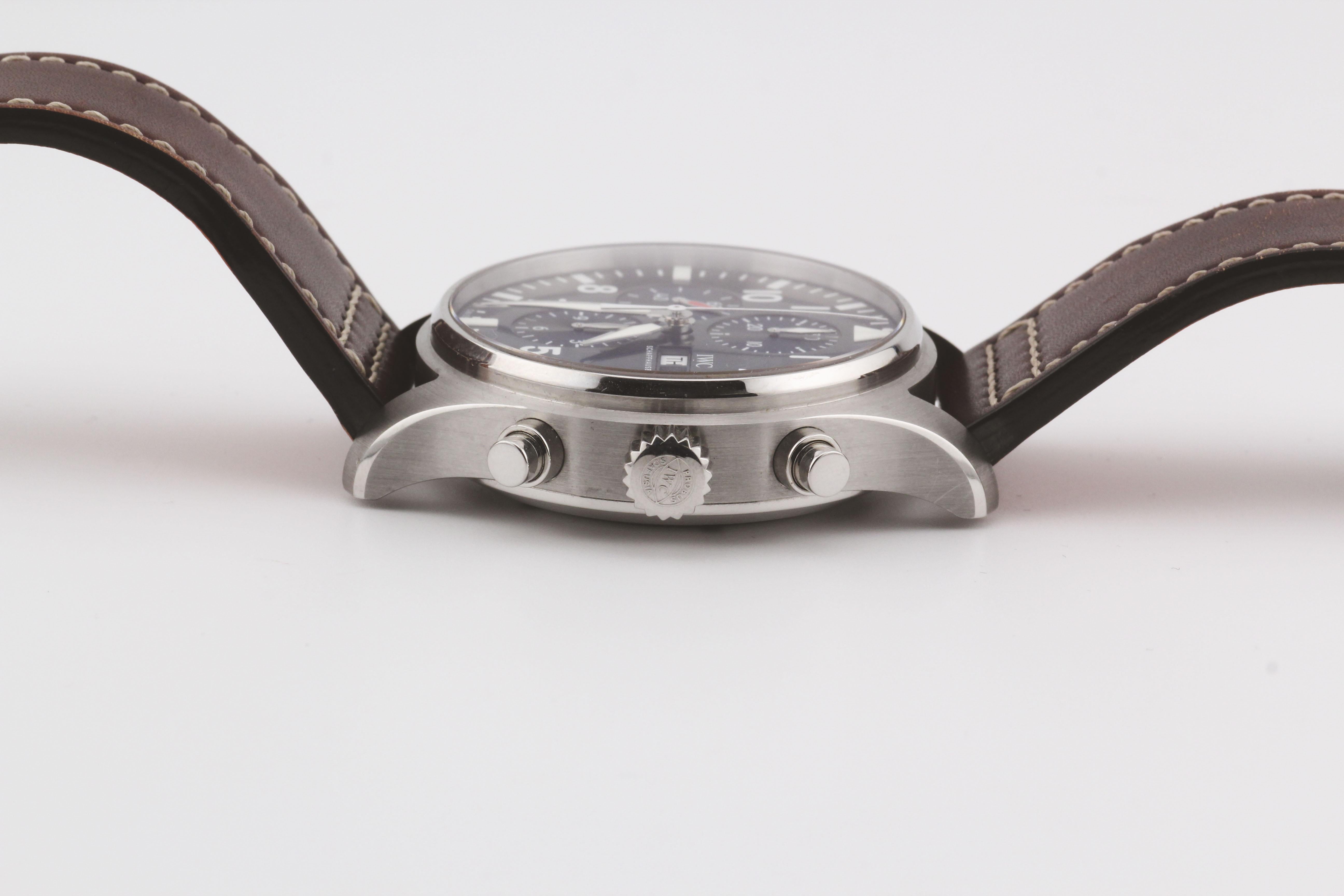 IWC Pilot Steel Chronograph Le Petit Prince Blue Dial 43mm B&P IW377714 Watch 1