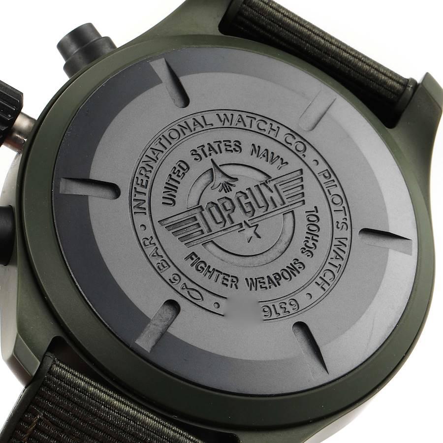 IWC Pilot Top Gun Chronograph Green Dial Mens Watch IW389106 Unworn In Excellent Condition For Sale In Atlanta, GA