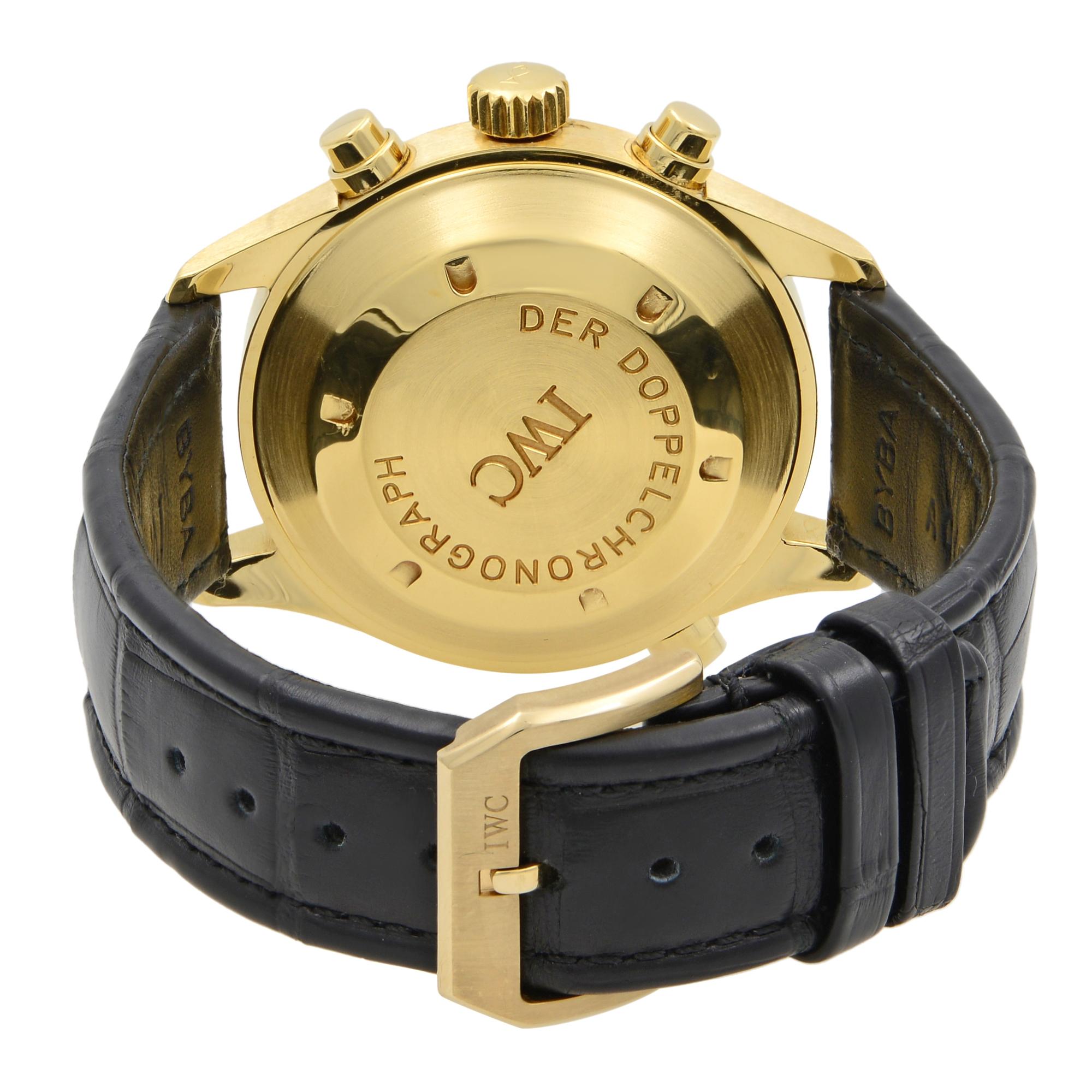 IWC Pilot's Doppel Chronograph 18K Gold White Enamel Dial Men's Watch IW3711-11 1