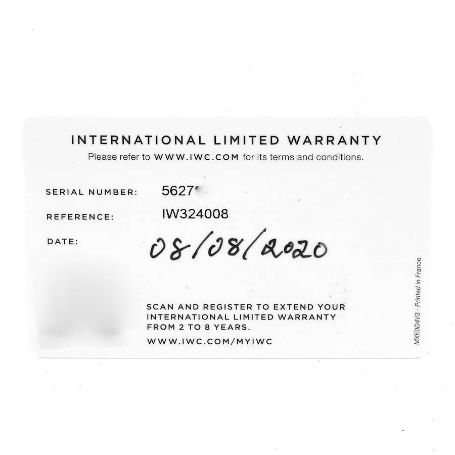 IWC Pilots Midsize Blaues Zifferblatt Automatik Herrenuhr IW324008 Ungetragen im Angebot 5