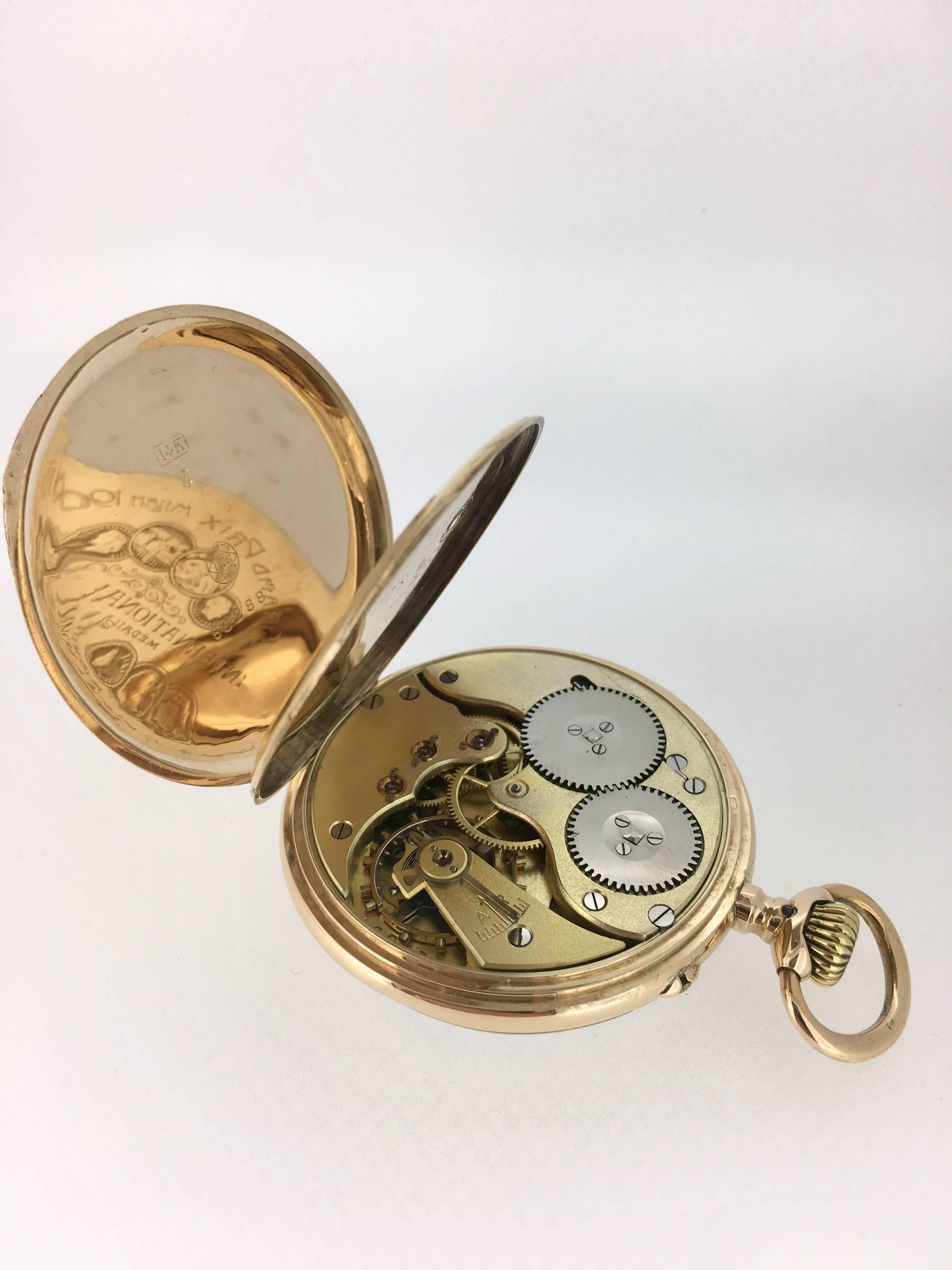 IWC pink gold Pocket Watch with Gold Chain, circa 1910 For Sale 7