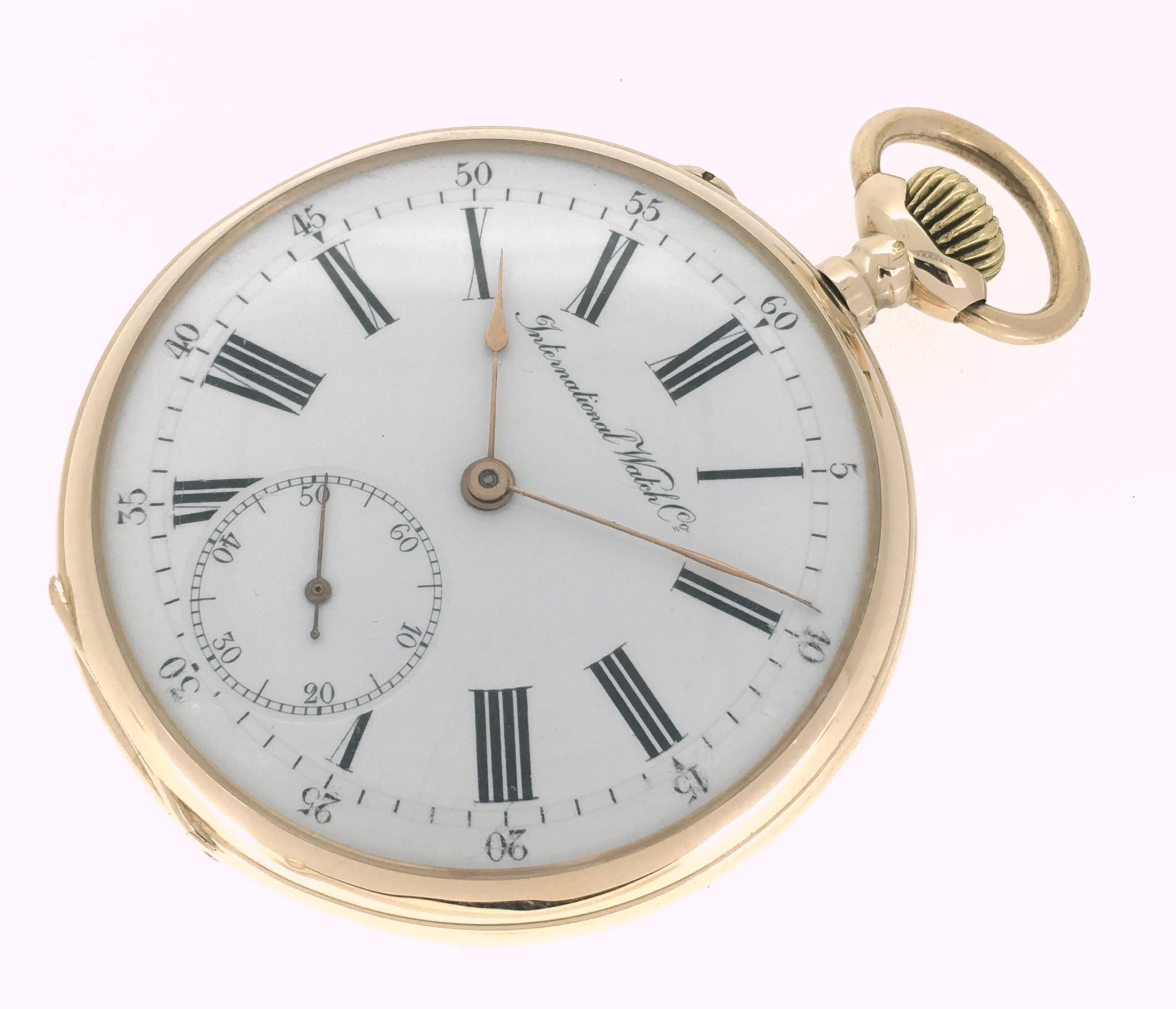 IWC pink gold Pocket Watch with Gold Chain, circa 1910 In Good Condition For Sale In EL Waalre, NL