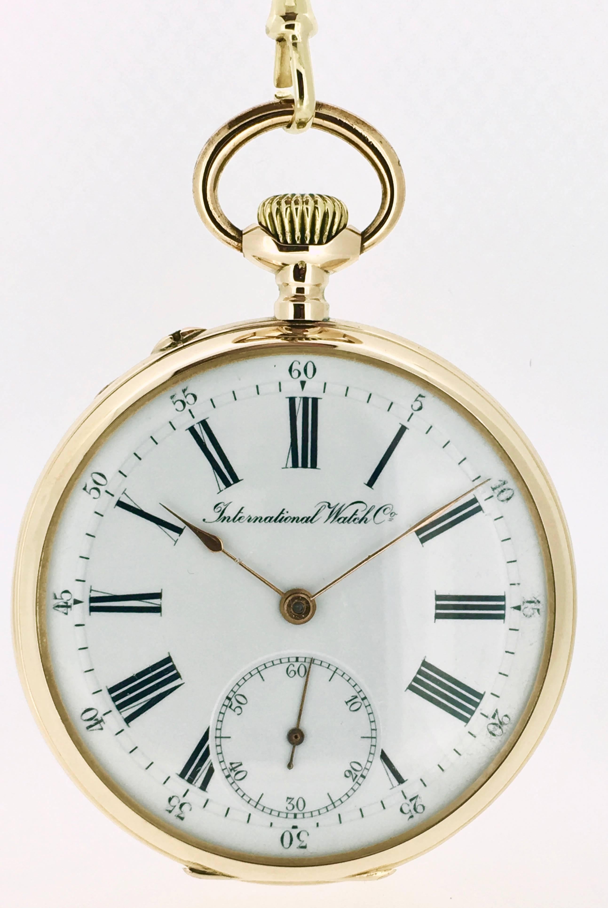 IWC pink gold Pocket Watch with Gold Chain, circa 1910 For Sale 1