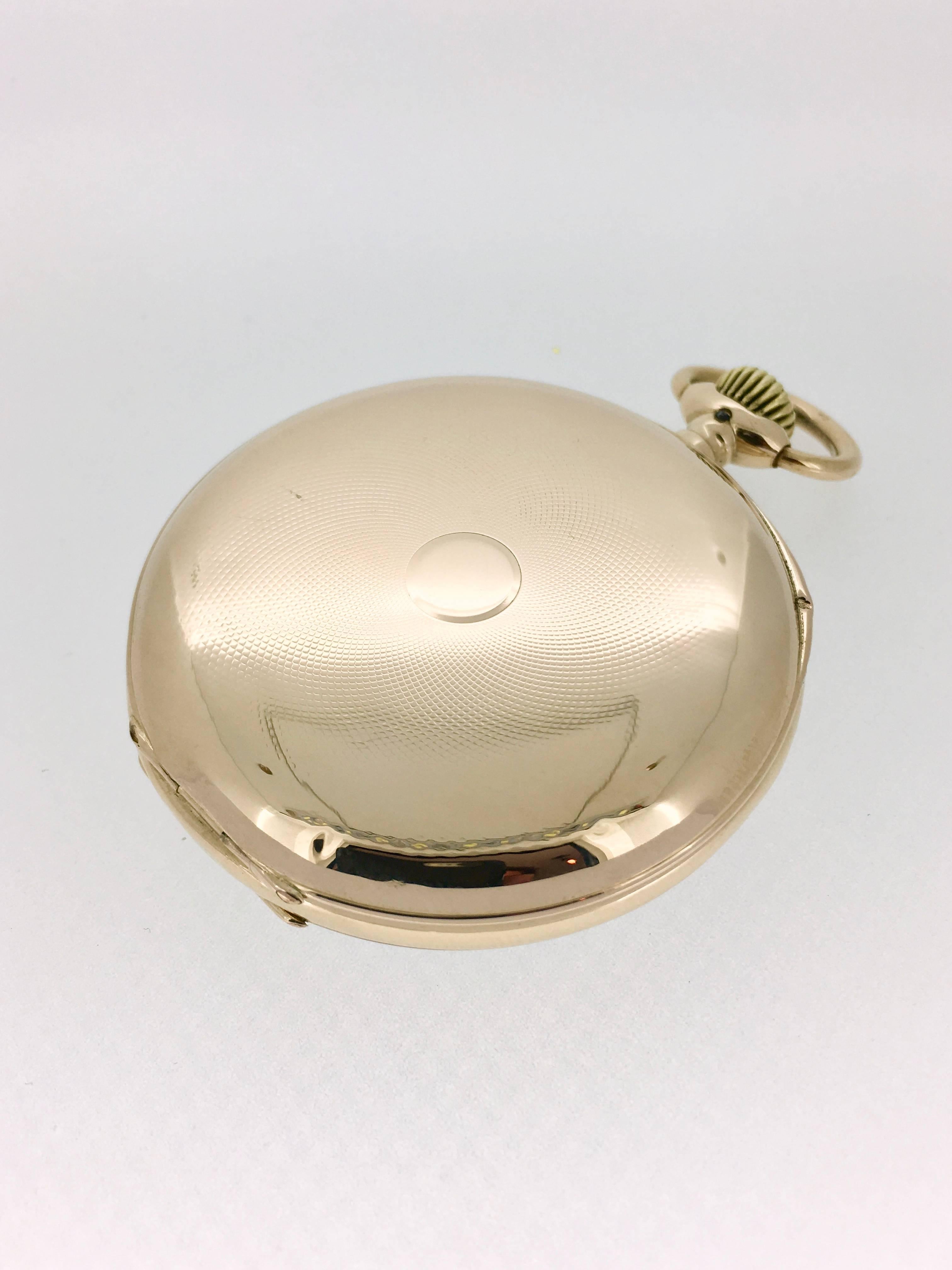 IWC pink gold Pocket Watch with Gold Chain, circa 1910 For Sale 3