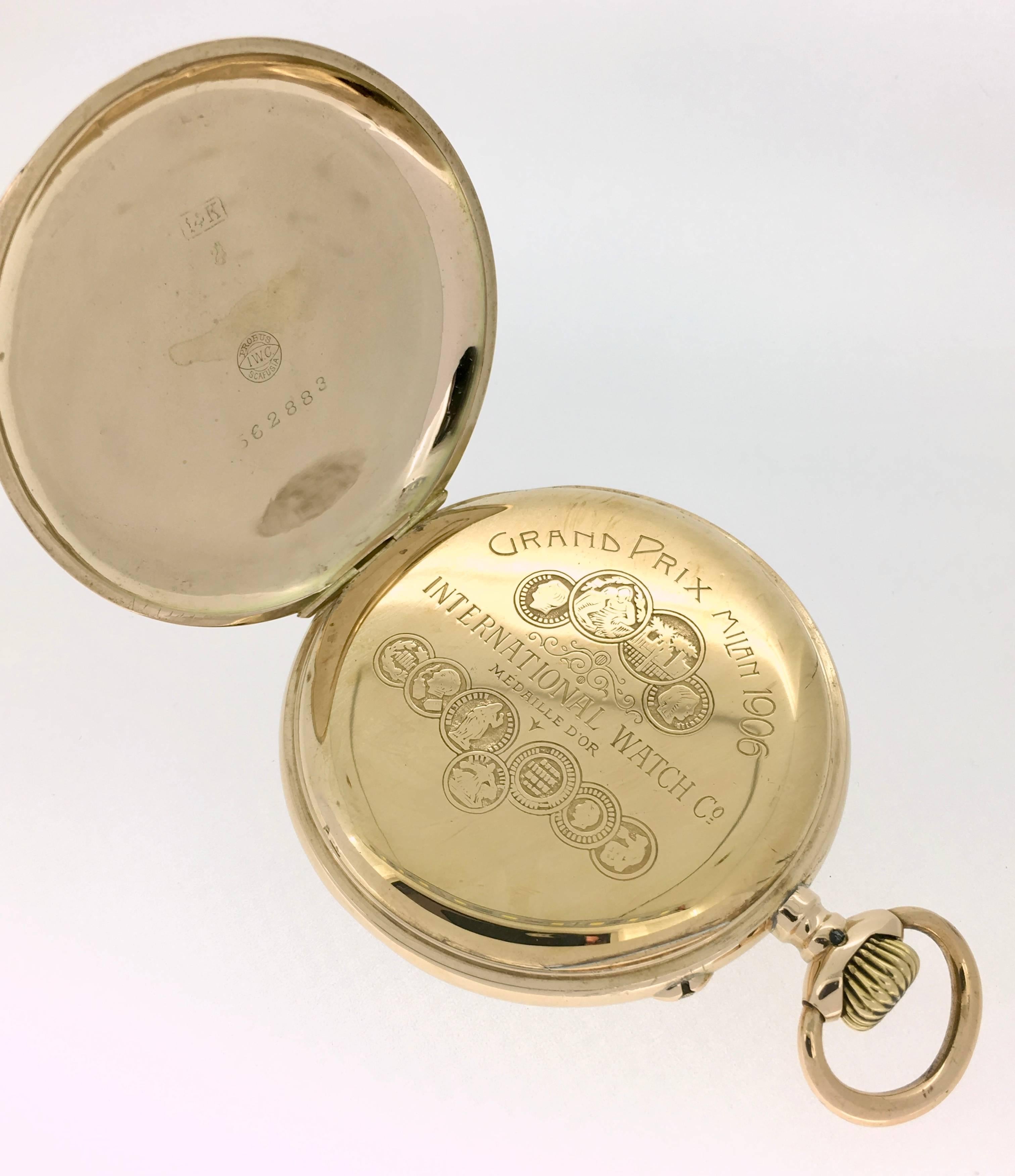 IWC pink gold Pocket Watch with Gold Chain, circa 1910 For Sale 4