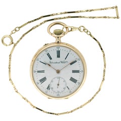 IWC pink gold Pocket Watch with Gold Chain, circa 1910