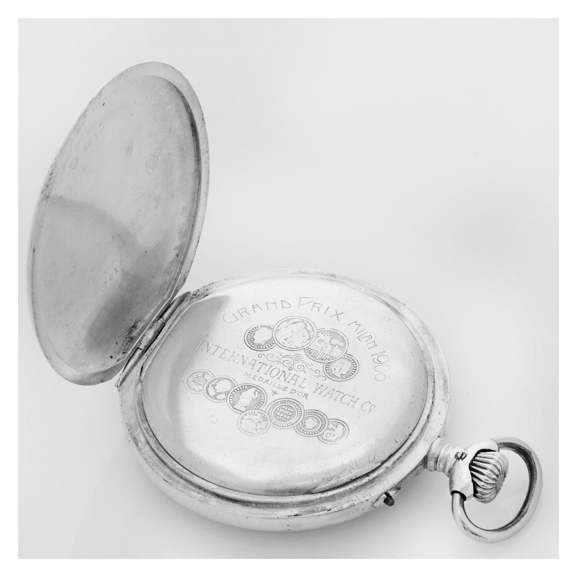 IWC Pocket Watch Ref 761566, Silver Porcelain Dial, Manual In Excellent Condition In Surfside, FL