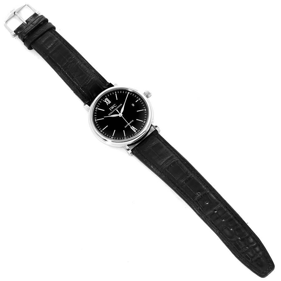IWC Portofino Black Dial Automatic Steel Mens Watch IW356502 1