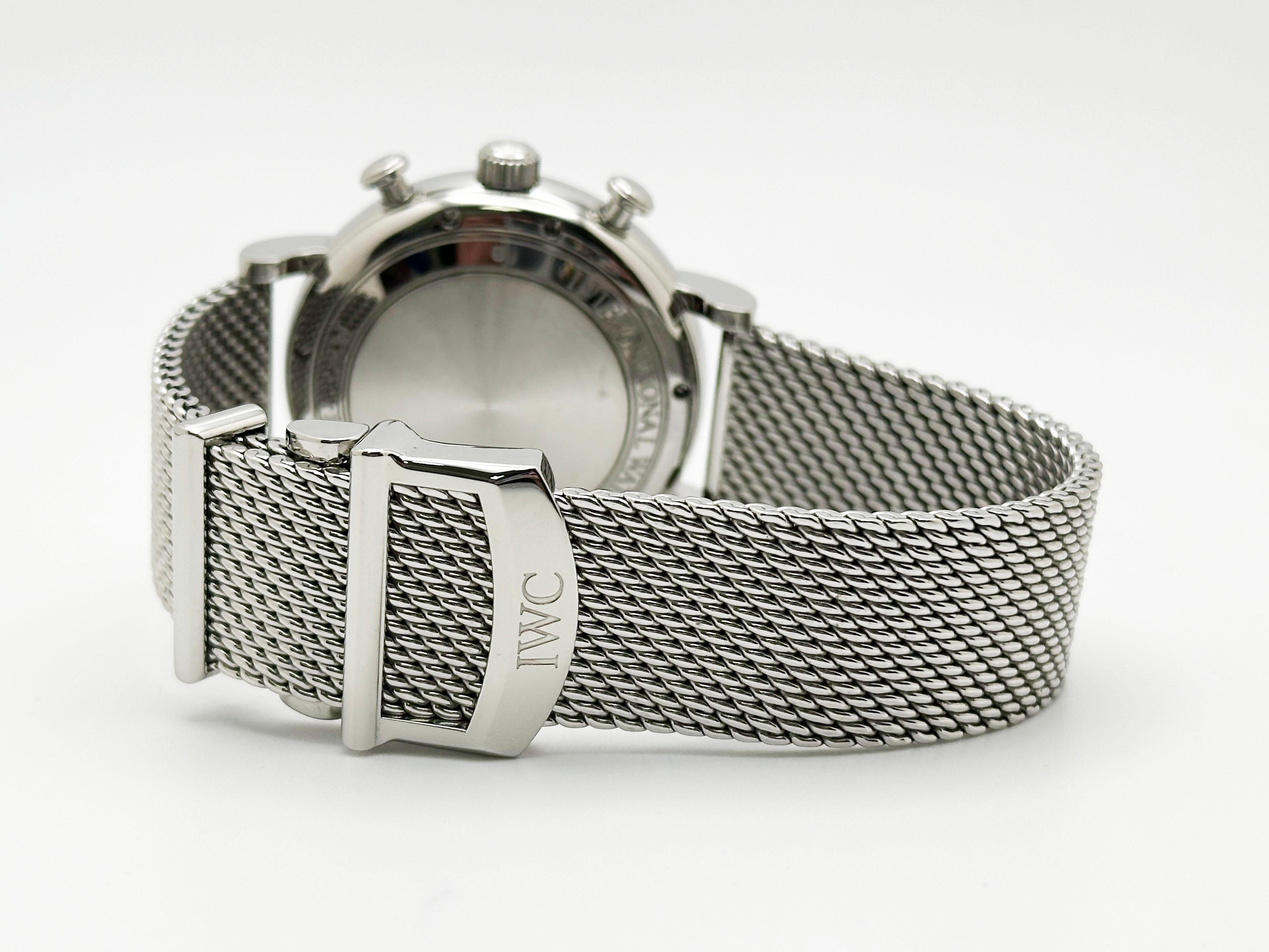 IWC Portofino Chronograph IW391009 Day Date White Dial Stainless Steel Paper For Sale 1