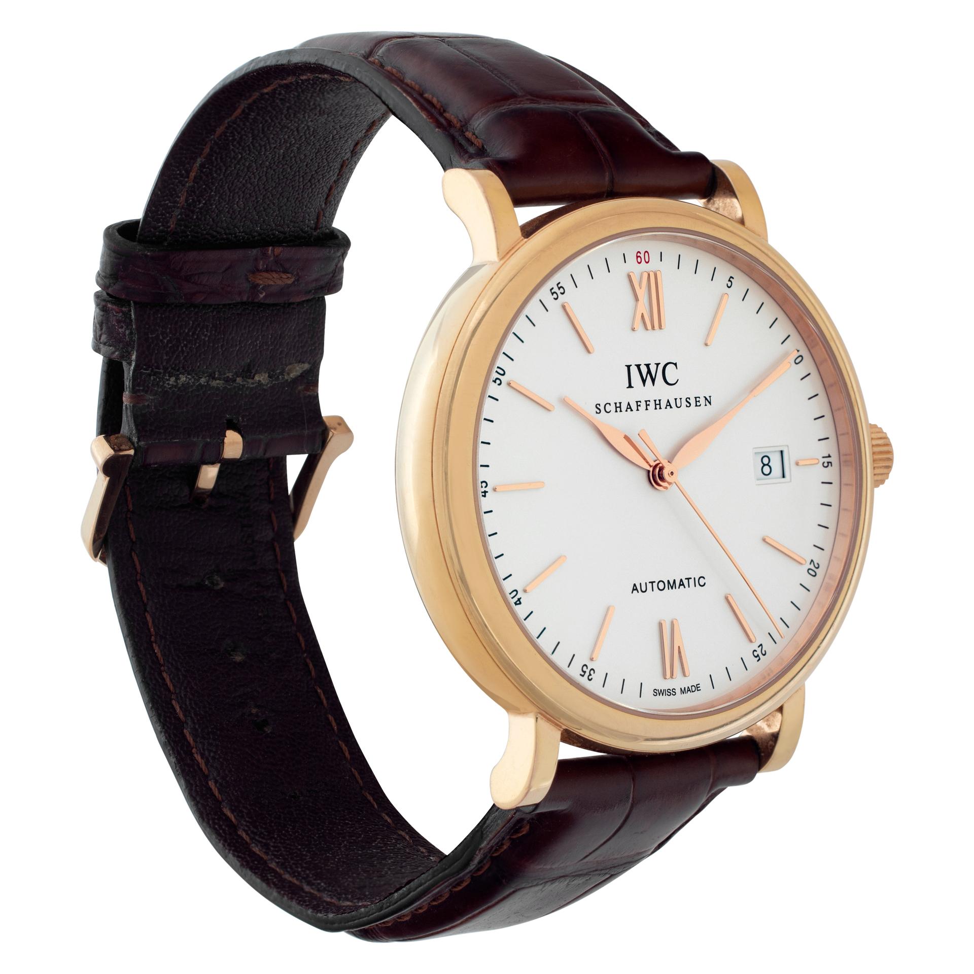 IWC Portofino iw356504 in rose gold with a Silver dial 40mm Automatic watch In Excellent Condition For Sale In Surfside, FL