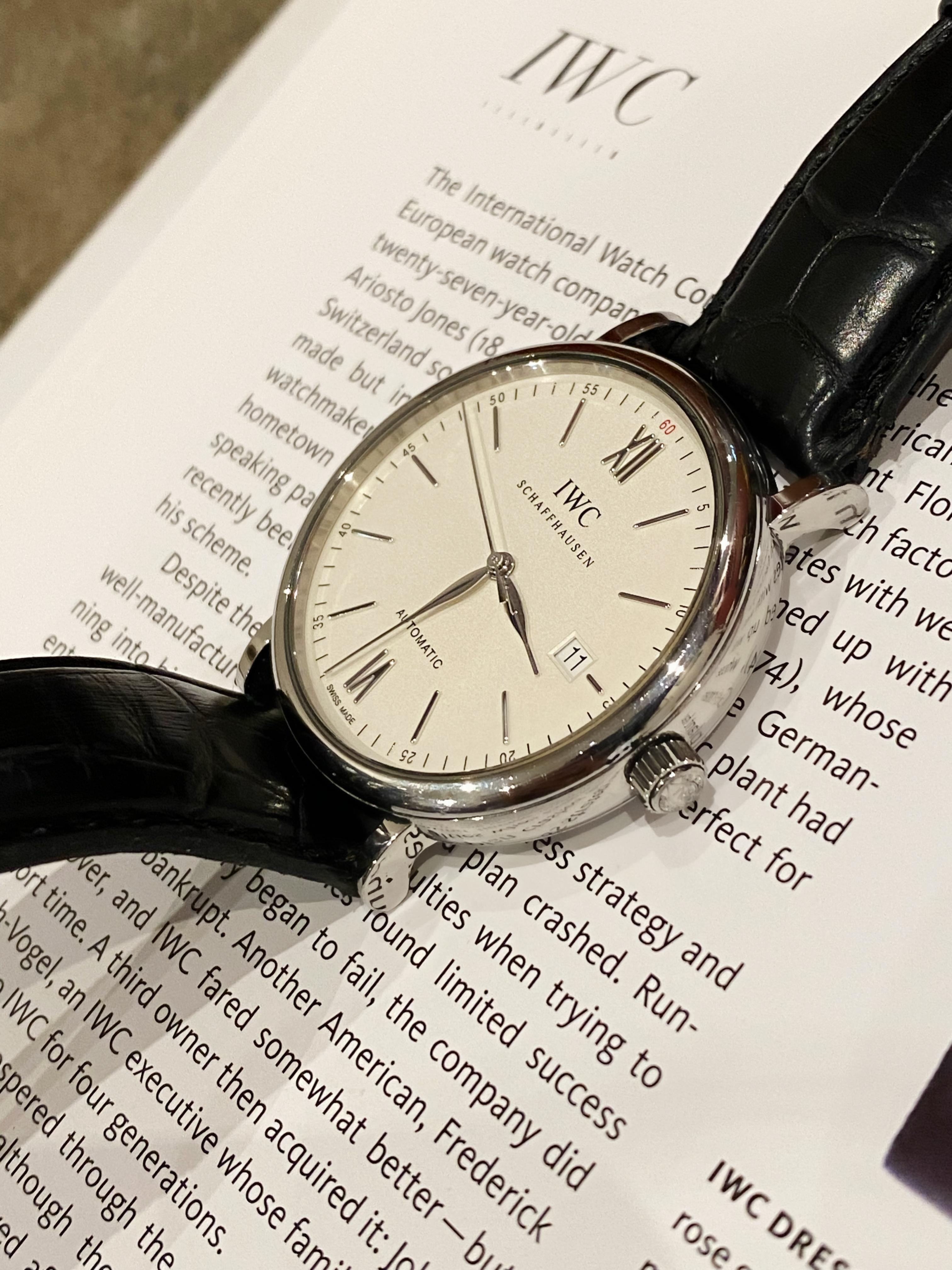 This truly iconic IWC Schaffhausen Portofino
Ref. IW 3565 01 Gents’ Watch 
is an epitome of class & sophistication

Circa 2020, 
the timepiece is in excellent condition & 
in great working order 

At 40mm Case has plenty of presence in the