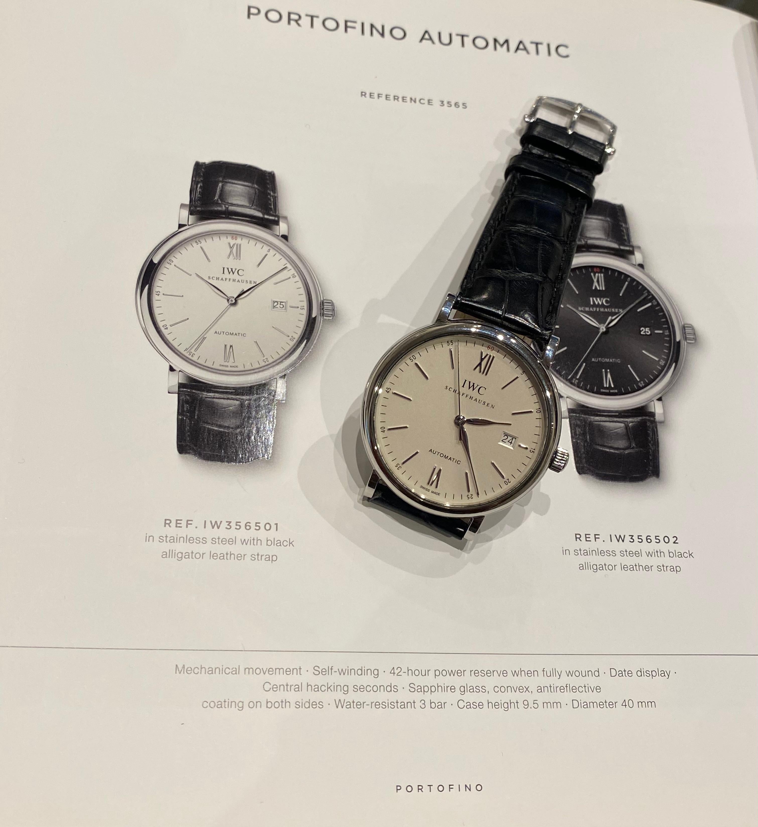 IWC Portofino ref IW3565 01 S/Steel 40mm Automatic Mens' Watch w Date, c2020. In Excellent Condition For Sale In MELBOURNE, AU