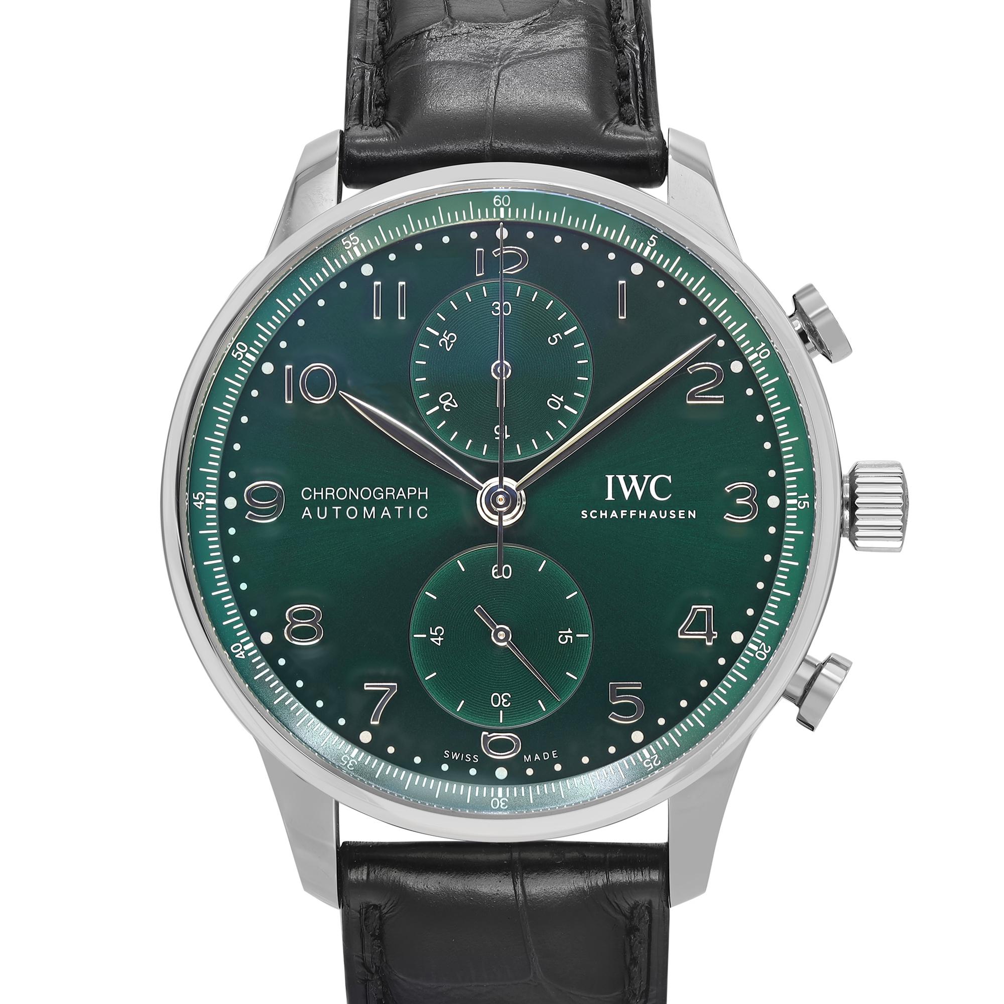 Unworn IWC Men's Wristwatch IW371615. This beauty has a 41 mm case size and an adjustable wrist fit of up to 8 inches, making it perfect for anyone. Plus, it comes with the original packaging and papers, and the Chronostore offers a 3-years
