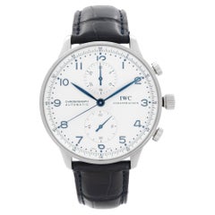 Used IWC Portugieser Steel Chronograph Silver Dial Automatic Men Watch IW371605