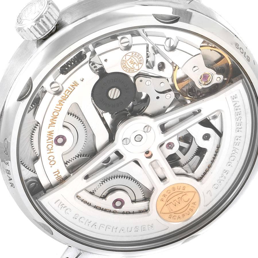 IWC Portugiesische 7 Tage Stahl Silber Zifferblatt Herrenuhr IW500712 Box Card im Zustand „Hervorragend“ im Angebot in Atlanta, GA