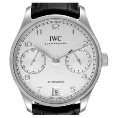 Used IWC Portugieser 7 Day Steel Silver Dial Mens Watch IW500712 Box Card