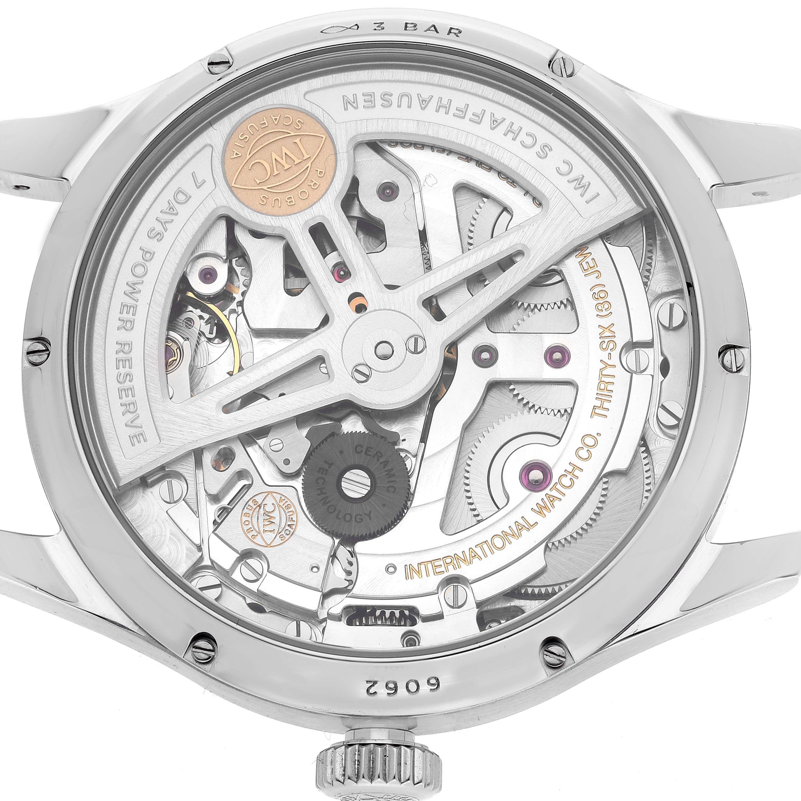 Men's IWC Portugieser Annual Calendar Blue Dial Steel Mens Watch IW503502 Box Card