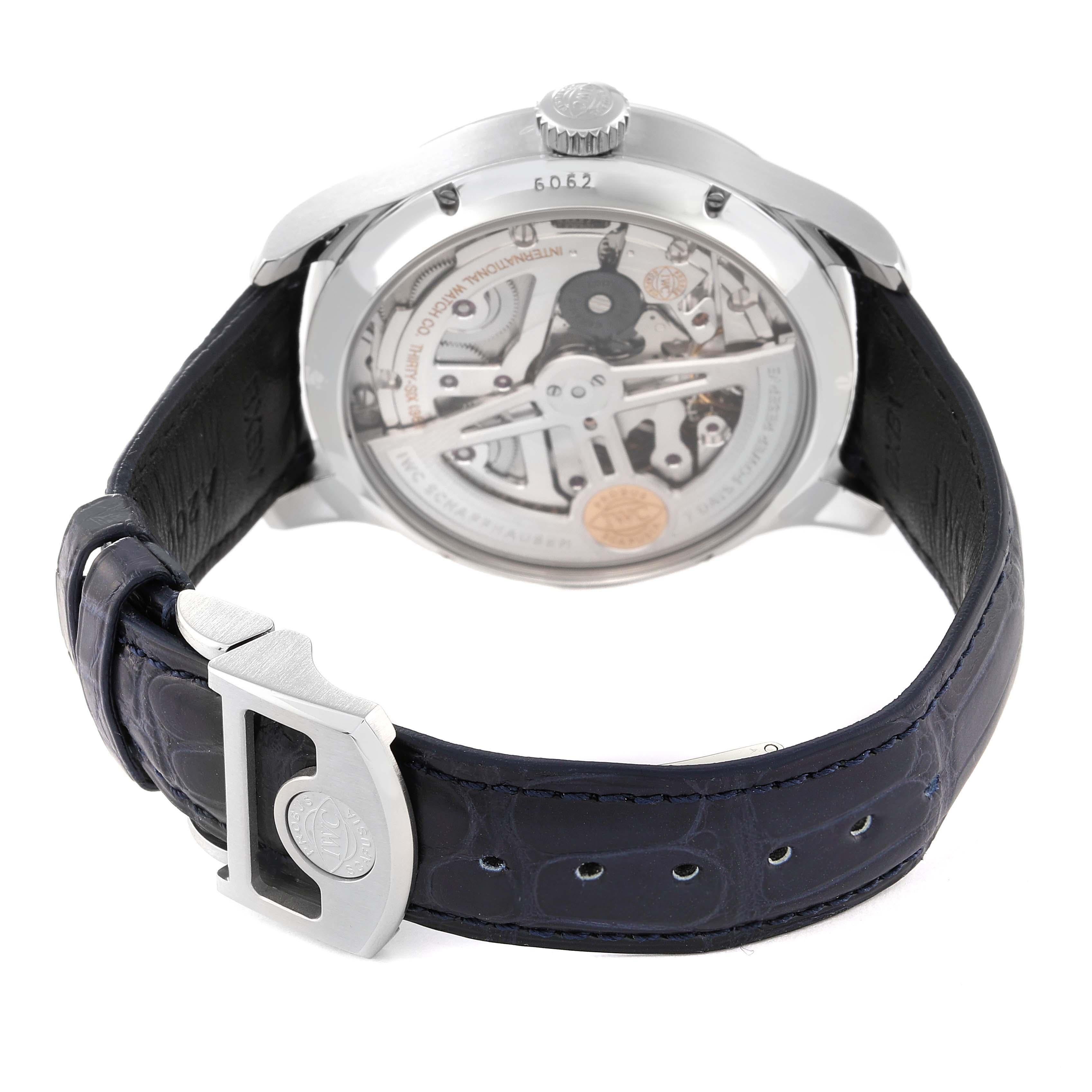 IWC Portugieser Annual Calendar Blue Dial Steel Mens Watch IW503502 Box Card 1