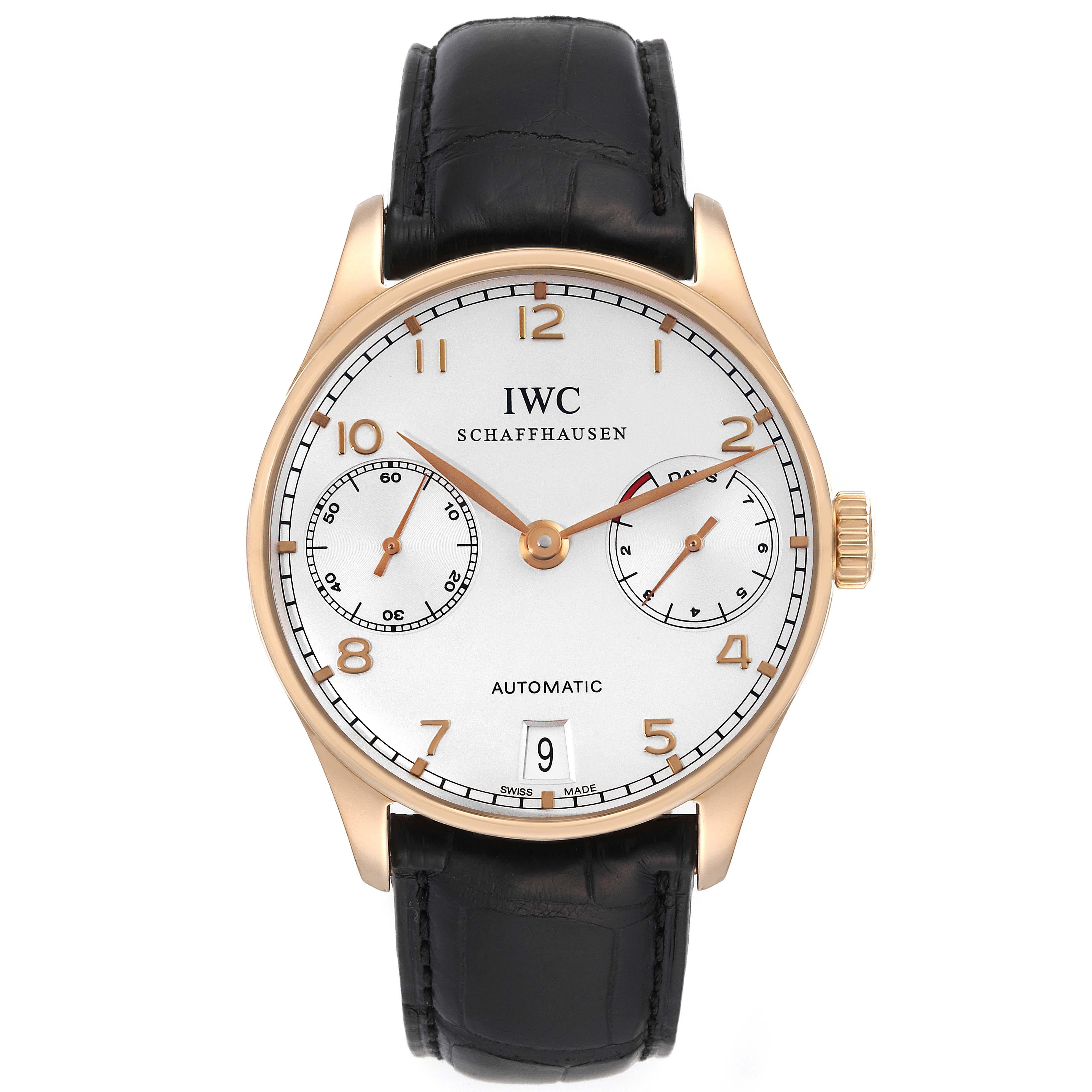 IWC Portugieser Automatic Yellow Gold Silver Dial Mens Watch IW500701 For Sale 4