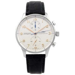 IWC Portugieser Cuir Acier Argent Cadran Arabe Automatique Montre Homme IW371604