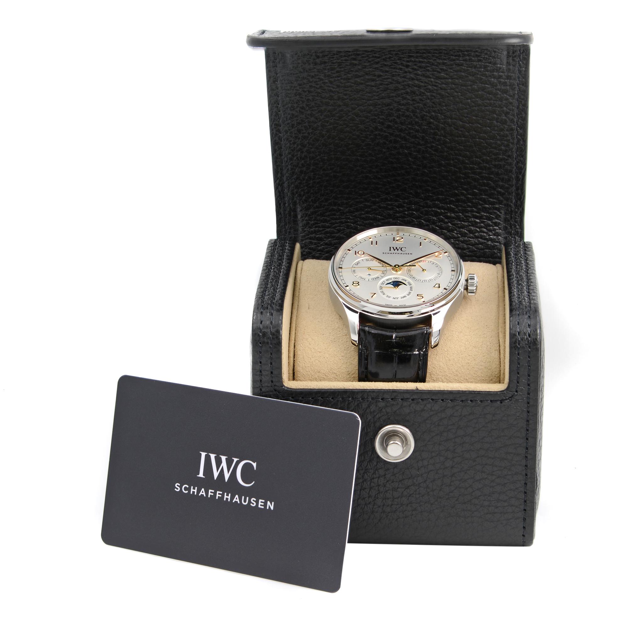 IWC Portugieser Perpetual Calendar Steel Silver Dial Mens Watch IW344203 2