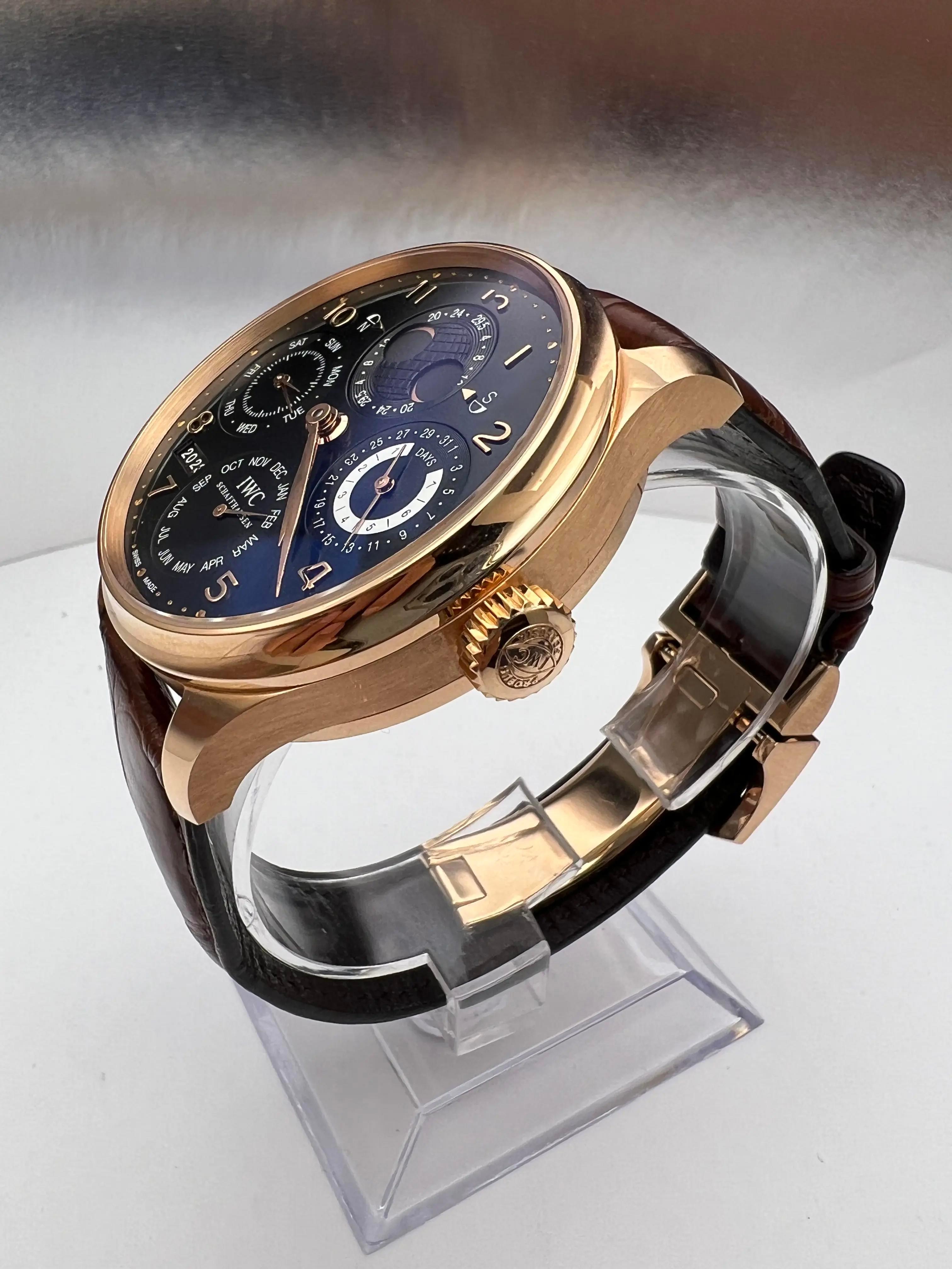 IWC Portugieser Perpetual Calendar 44mm 18K Rose Gold Black Dial IW503202 Papers en vente 4