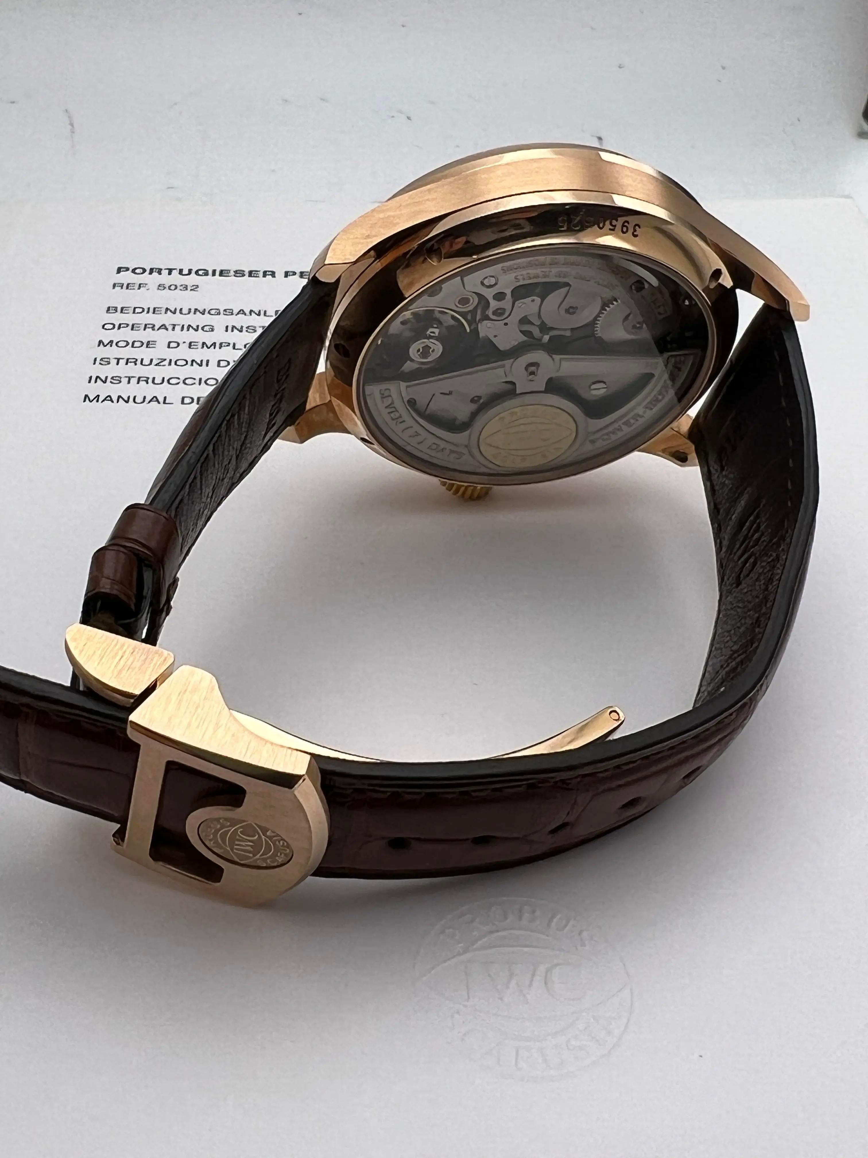 IWC Portugieser Perpetual Calendar 44mm 18K Rose Gold Black Dial IW503202 Papers en vente 5