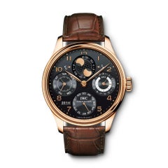 IWC Portugieser Perpetual Calendar 44mm 18K Rose Gold Black Dial IW503202 Papers