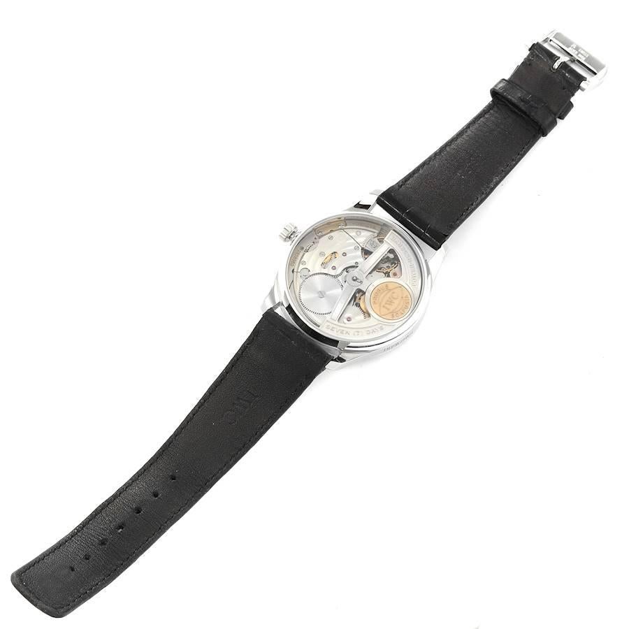 IWC Portuguese 7 Day Black Dial Limited Edition Steel Mens Watch IW500001 3