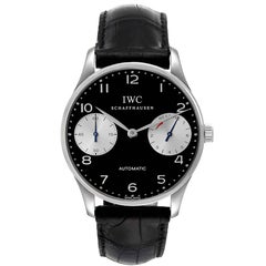 IWC Portuguese 7 Day Black Dial Limited Edition Steel Mens Watch IW500001