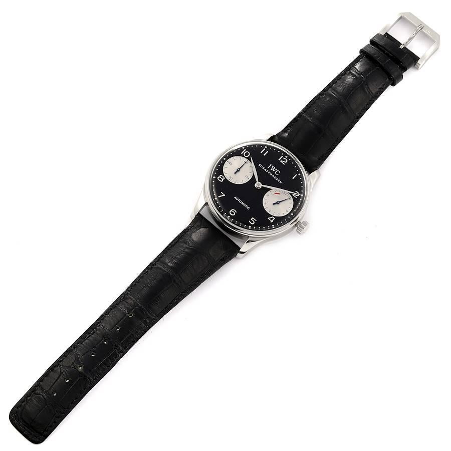 IWC Portuguese 7 Day Black Dial Limited Edition Steel Mens Watch IW500001 2
