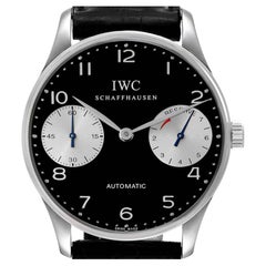 IWC Portuguese 7 Day Black Dial Limited Edition Steel Mens Watch IW500001