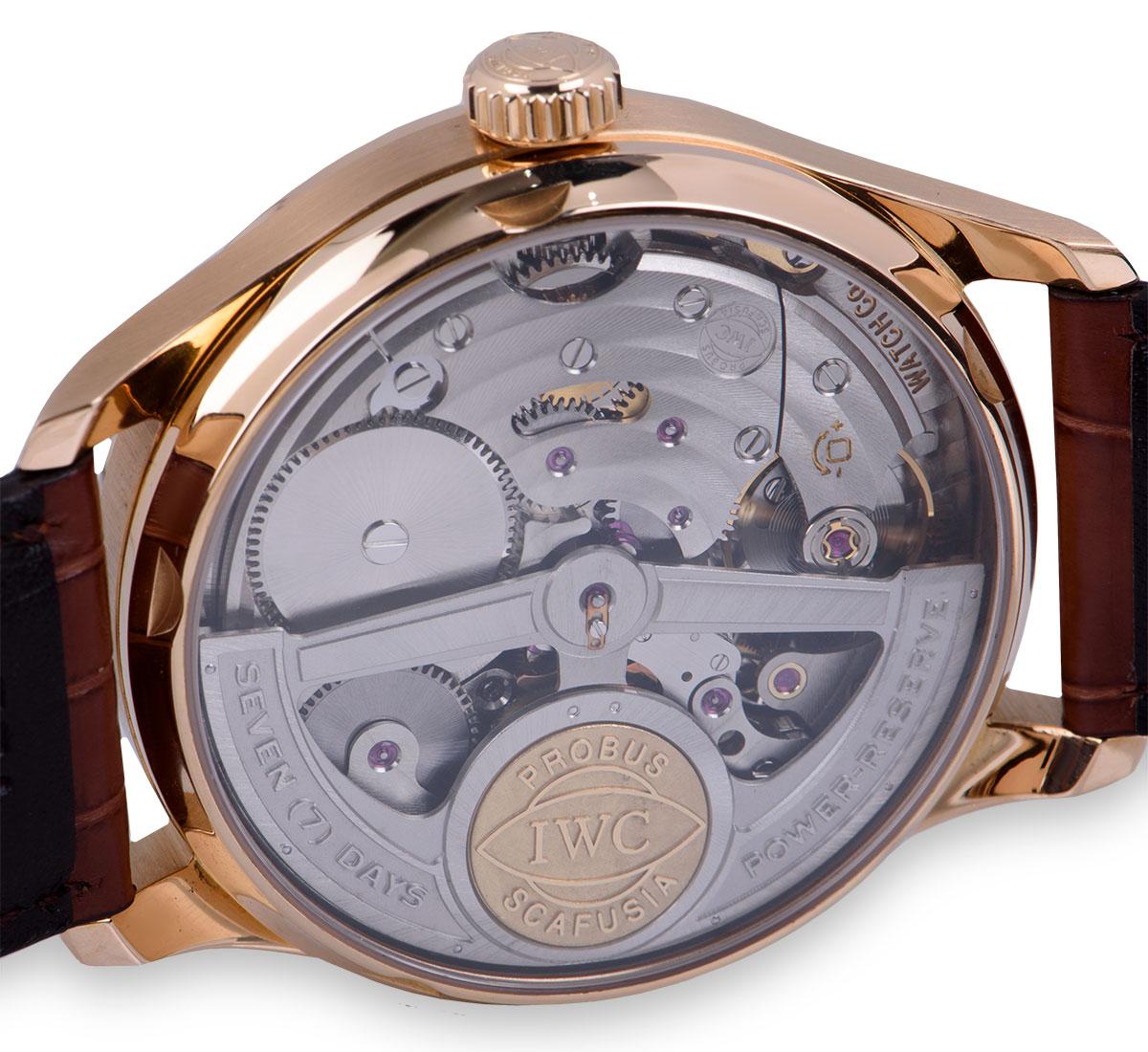 Men's IWC Portuguese 7 Day Gents 18 Karat Rose Gold Silver Dial IW500101