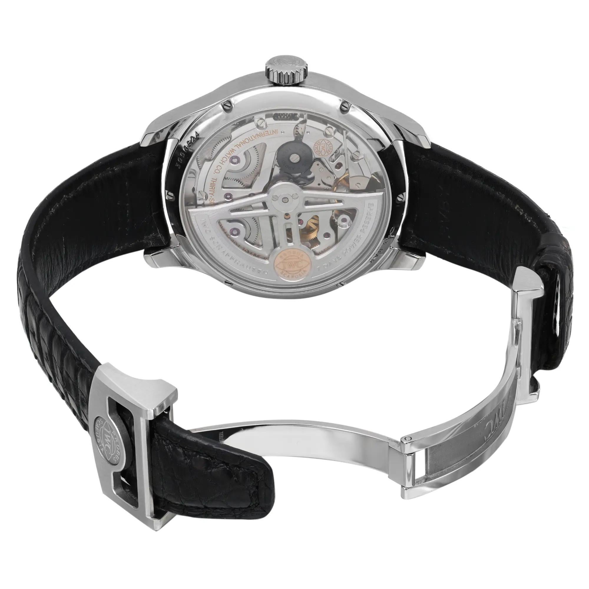 IWC Portugués Calendario Anual Acero Esfera Azul Reloj Automático Hombre IW503502 en venta 1