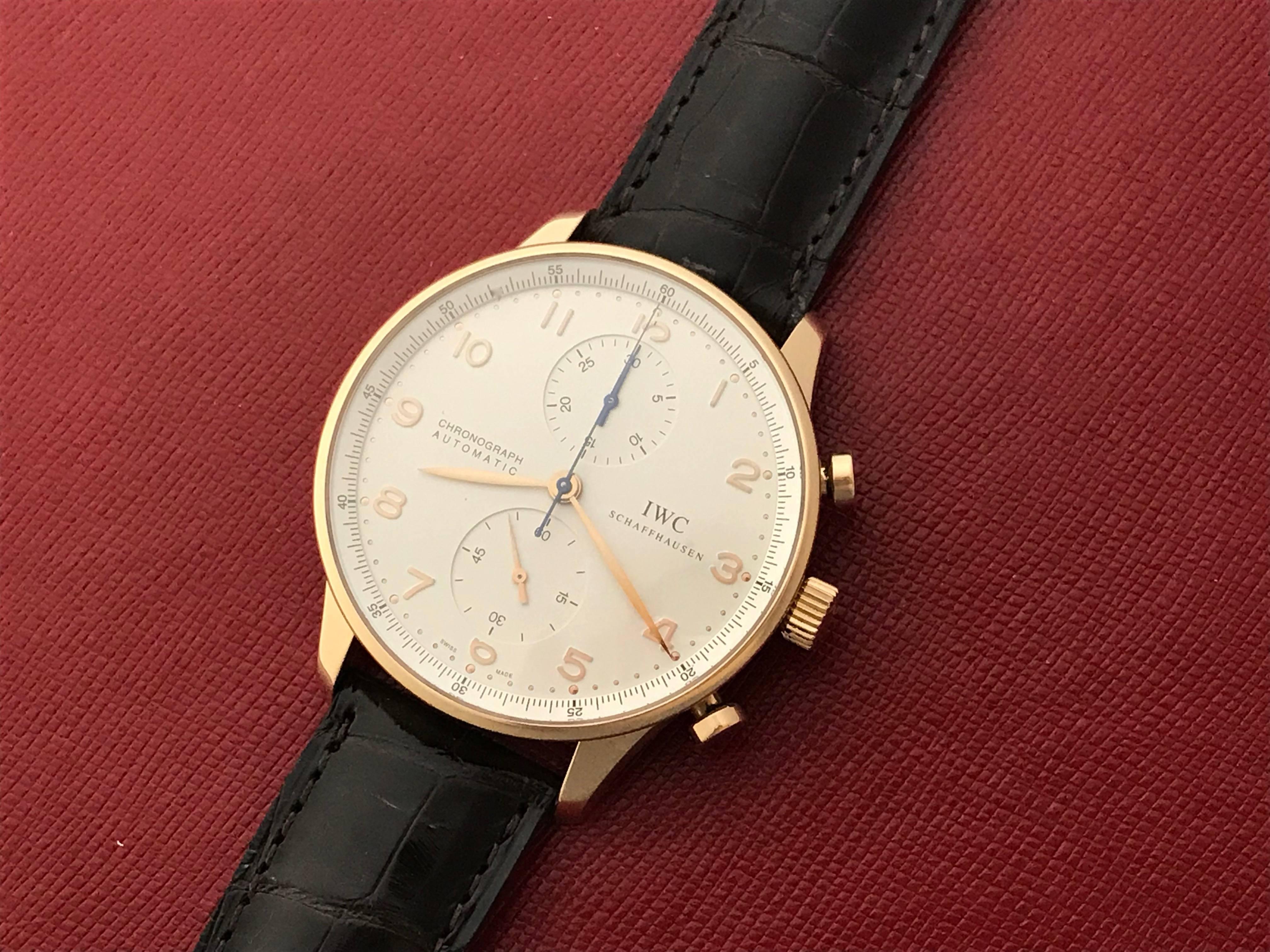 Contemporary IWC Rose Gold Portuguese Automatic Wristwatch Ref 3714-002