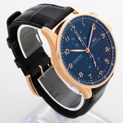 IWC Portuguese Automatic Chronograph Wristwatch Ref 371415 Rose Gold.