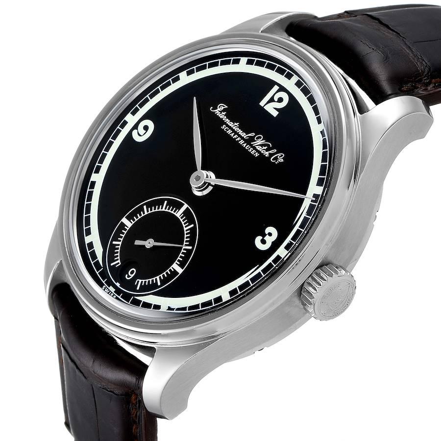 IWC Portuguese Black Dial Manual Wind Steel Mens Watch IW510205 In Excellent Condition For Sale In Atlanta, GA