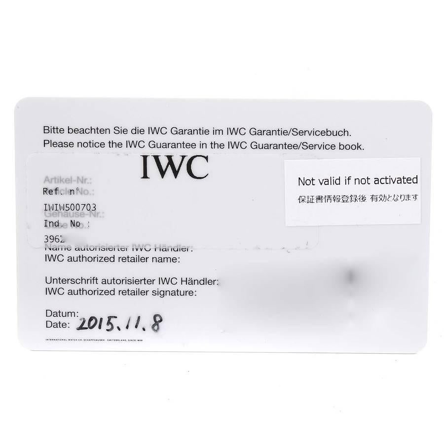 IWC Portuguese Chrono 7 Day Black Dial Steel Mens Watch IW500703 Box Card 3