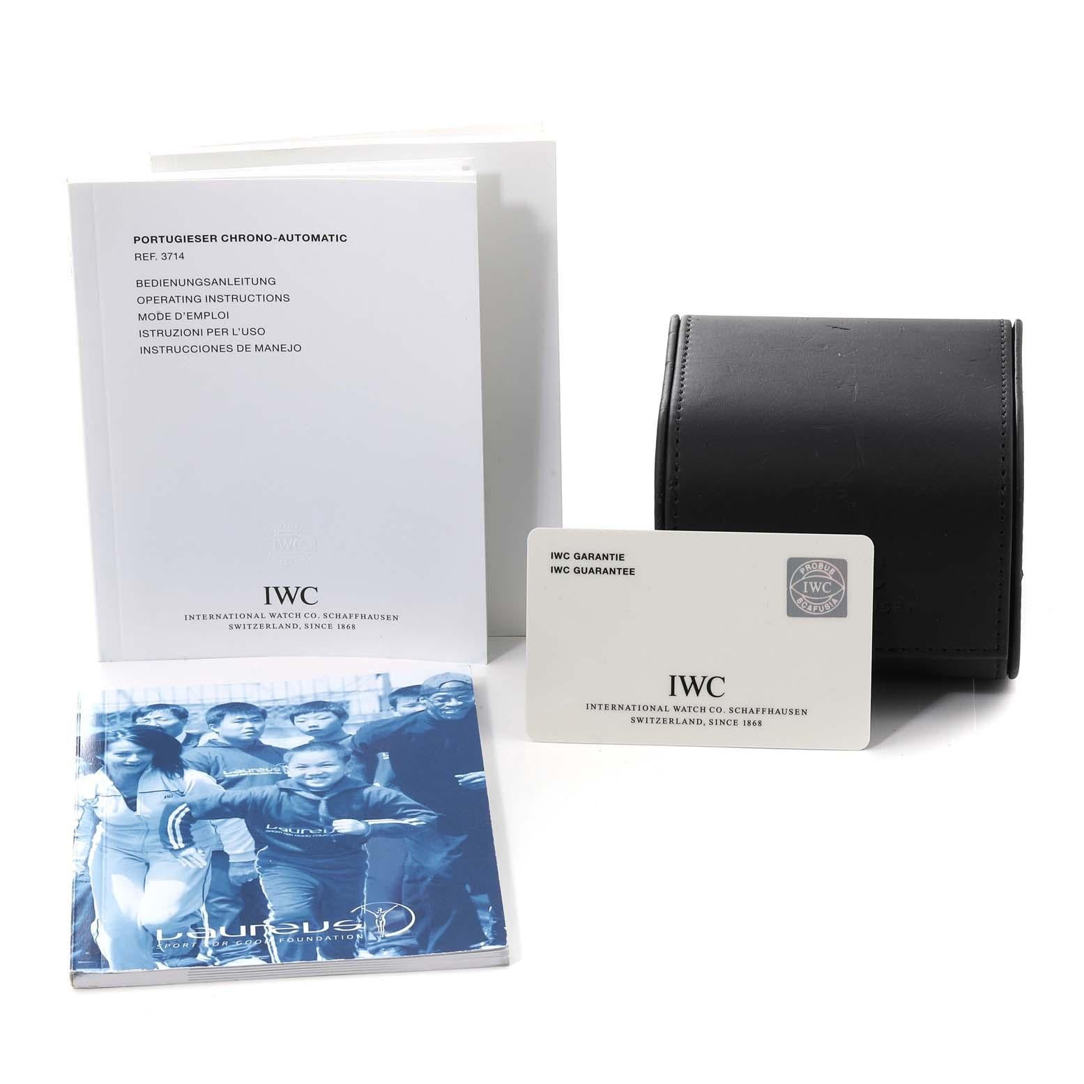 IWC Portugieser Chronograph blaues Zifferblatt Stahl Herrenuhr IW371432 Box Card im Angebot 3