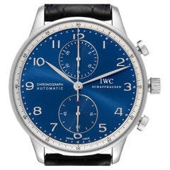 IWC Portuguese Chronograph Blue Dial Steel Mens Watch IW371432 Box Card
