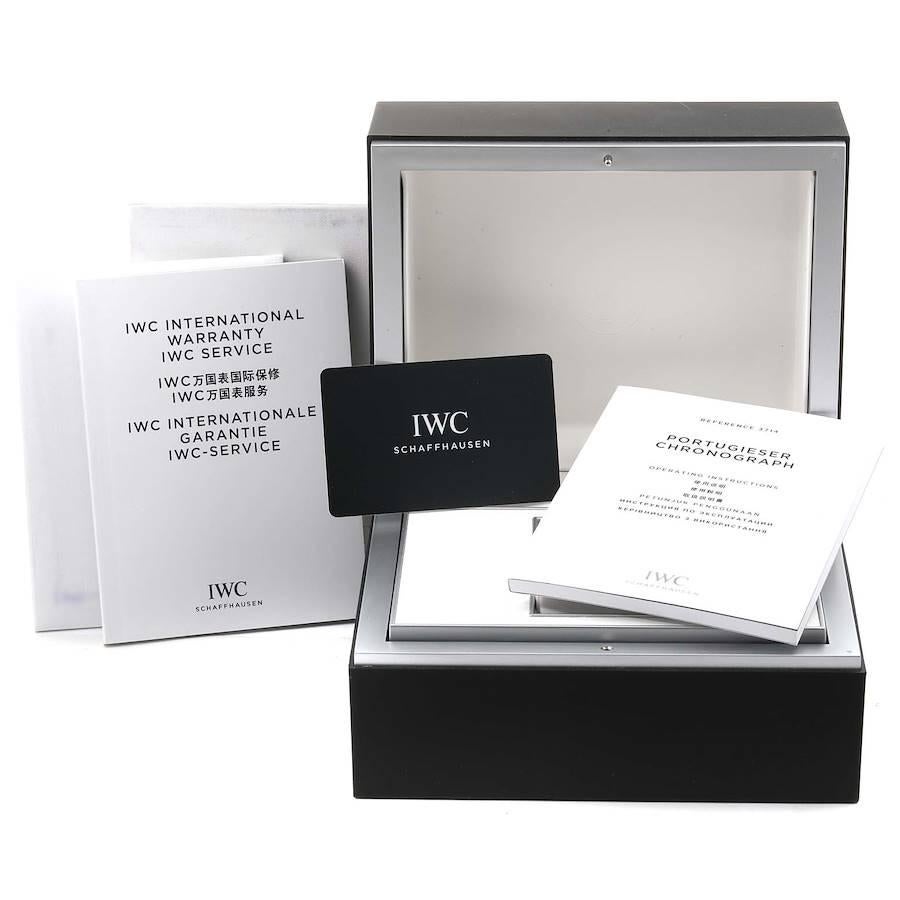 IWC Portuguese Chronograph Blue Dial Steel Mens Watch IW371491 Box Card For Sale 2
