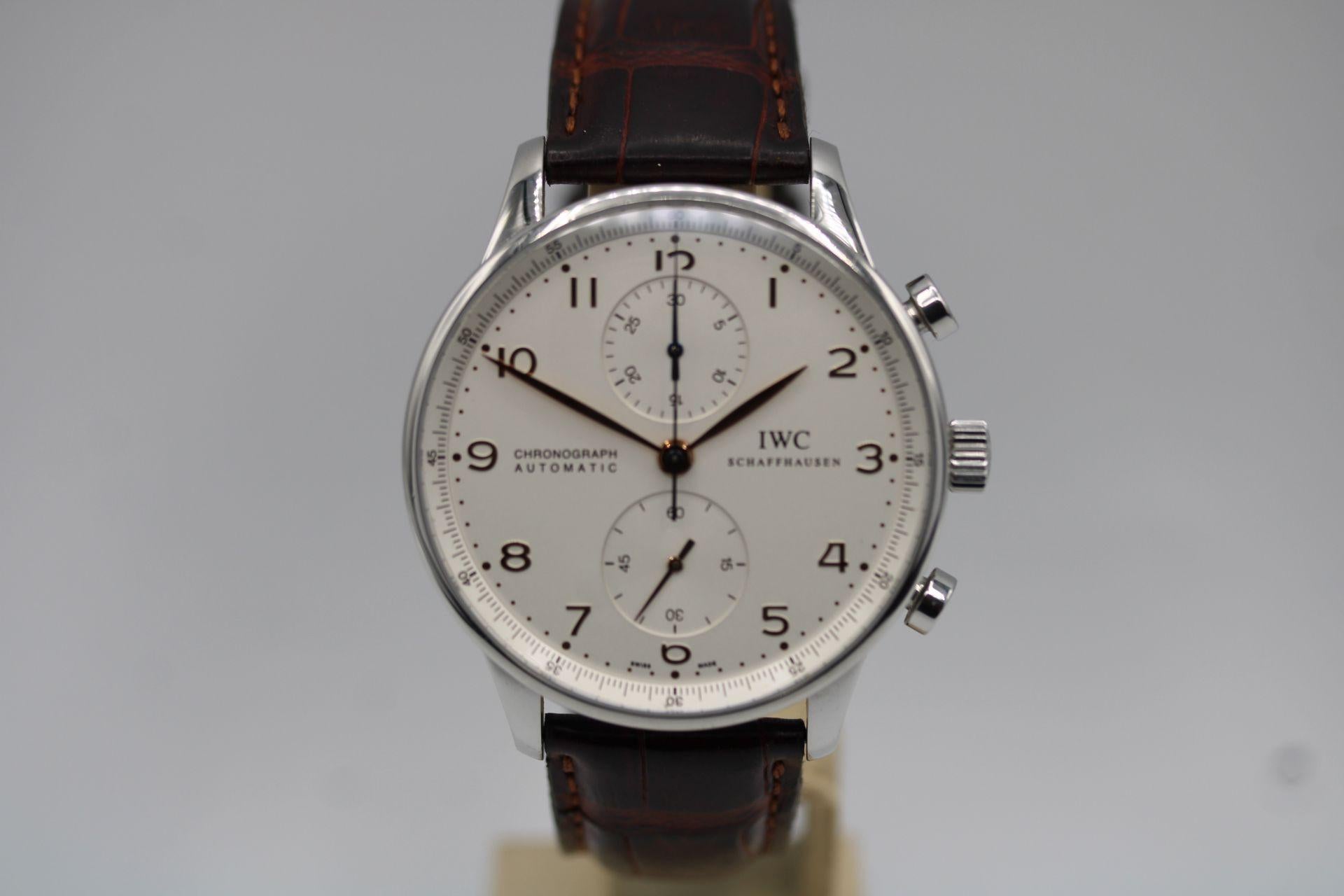 To many possibly considered the perfect dress watch and to those in the watch industry many hold the IWC Automatic movement in extremely high regard. A beautiful well made watch sums this IWC Portuguese Chronograph up perfectly and in our view
