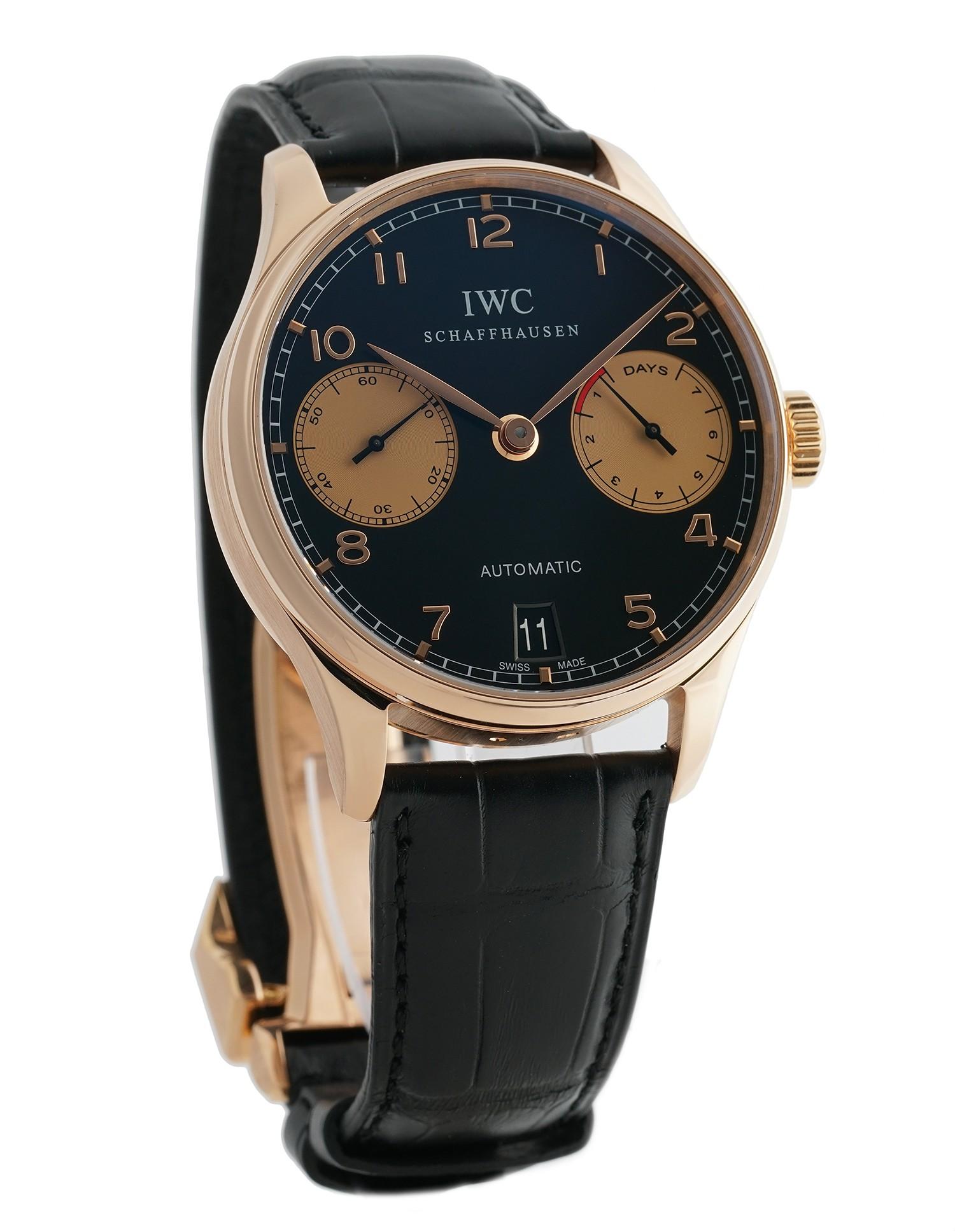 Men's IWC Portuguese IW500121, Black Dial, Certified and Warranty