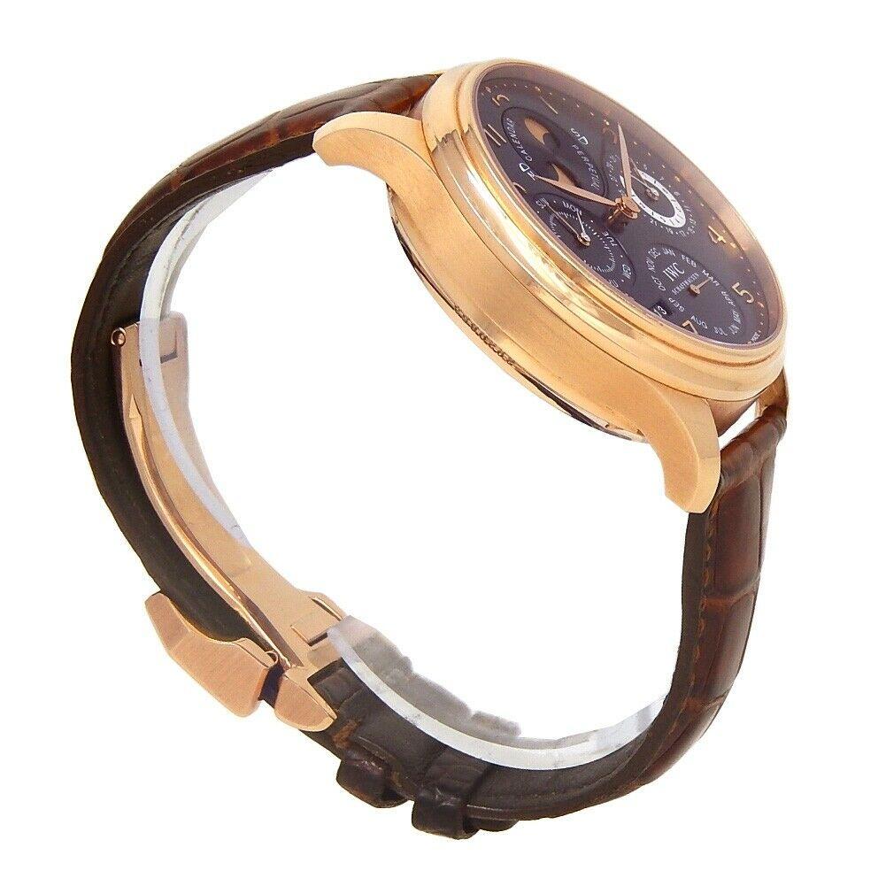 IWC Portuguese Perpetual Calendar 18k Rose Gold Automatic Men's Watch IW502103 In Excellent Condition For Sale In New York, NY