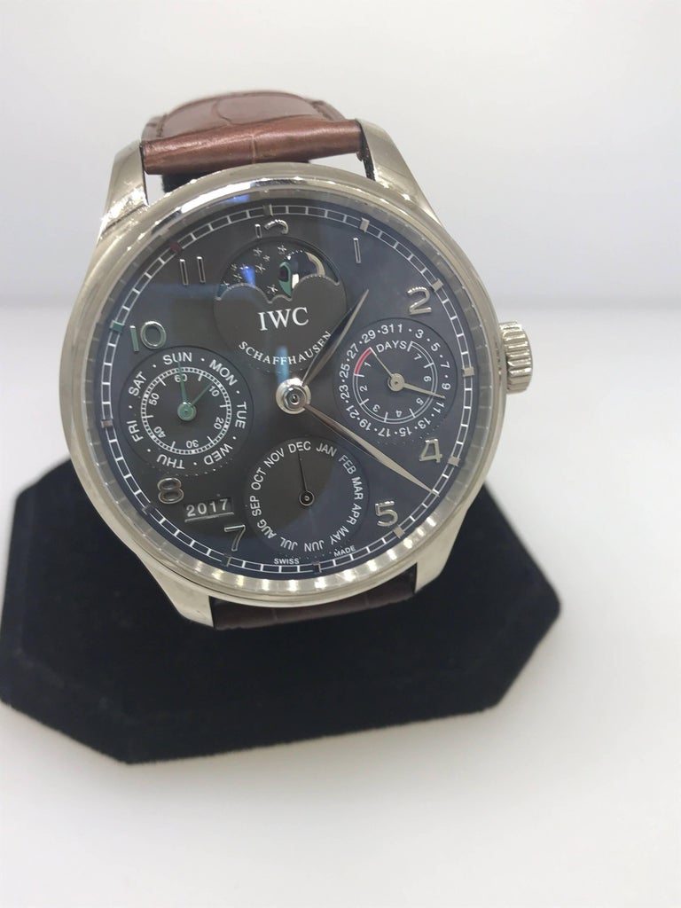 IWC Portuguese Perpetual Calendar Automatic White Gold Grey Dial Watch