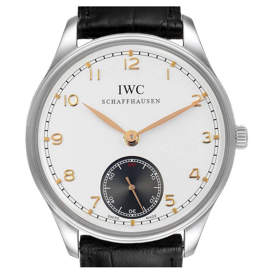 IWC Portuguese Silver Dial Manual Wind Steel Mens Watch IW545405 Card For Sale