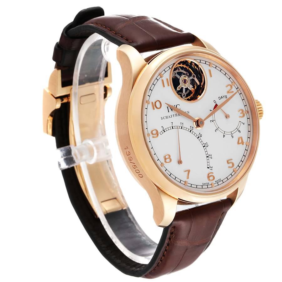 IWC Portugiesische Tourbillon Mystere Retrograde Roségold Uhr IW504402 Box-Karte im Zustand „Hervorragend“ im Angebot in Atlanta, GA